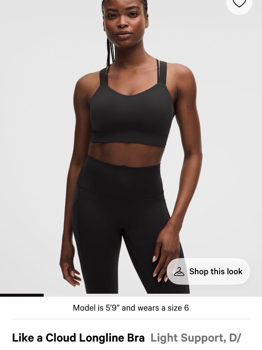 lululemon athletica Like a Cloud Longline Bra - Black size 10